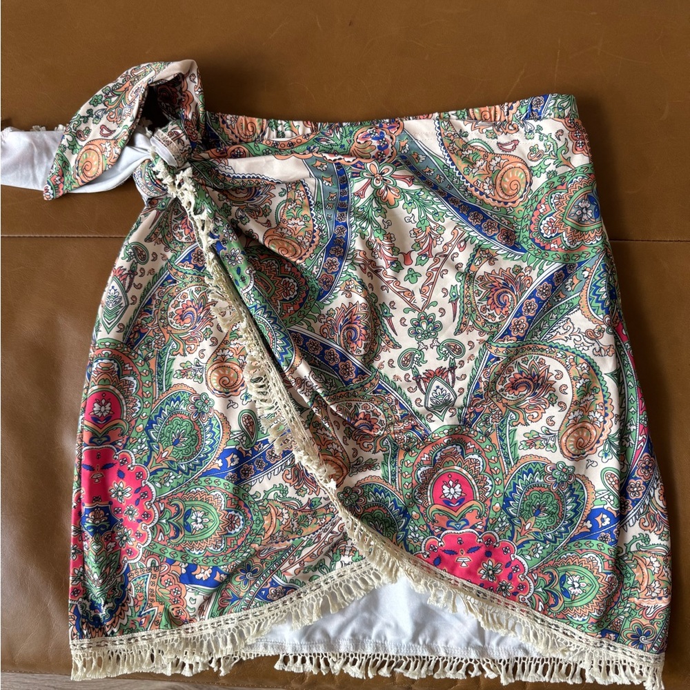 Women’s Multicolor Paisley Wrap Swim Skirt